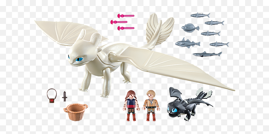 Light Fury And Baby Dragon With Kids - Grand Rabbits Toys In Playmobil Dragons 3 Light Fury Emoji,Cartoon Dragon Different Emotions