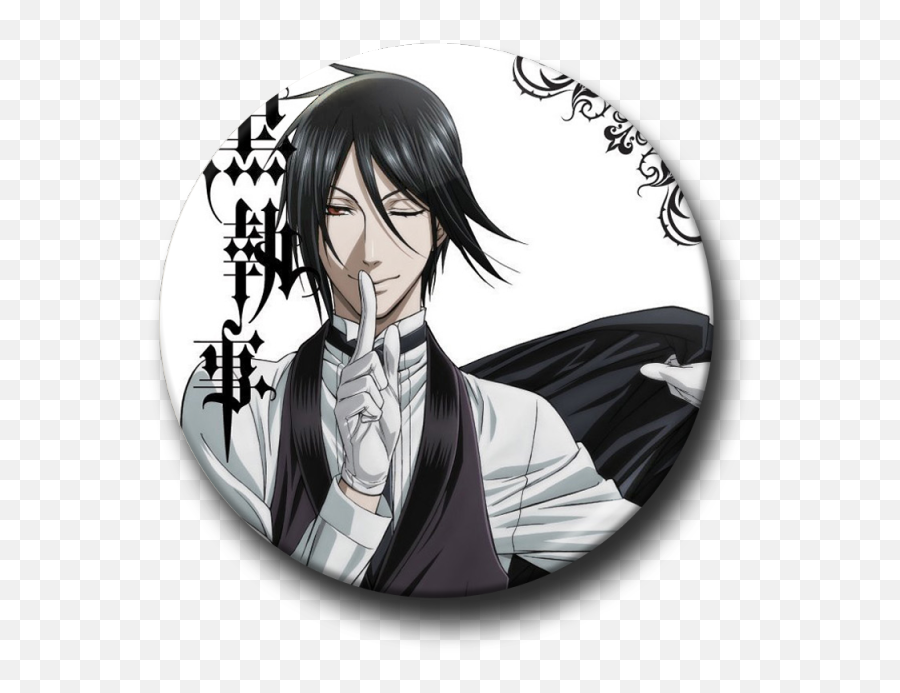 58mm Black Butler Ciel Phantomhive Sebastian Michaelis Cosplay Badge Pin Buttons Anime Collections Icon For Clothes Hat Backpack - Am One Hell Of A Butler Emoji,Sebastian Emoticons Black Butler