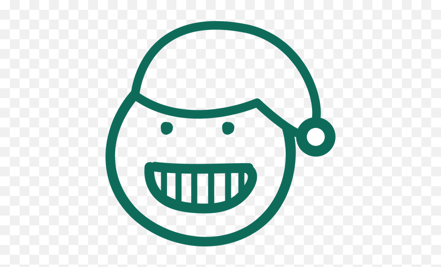 Toothy Smile Santa Claus Hat Face Green Stroke Emoticon 11 - Emoji Doodle Png,Mistletoe Emoji