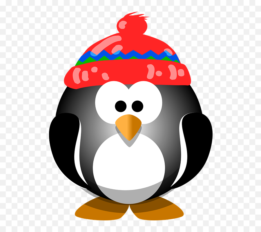 Cute Penguin Clipart - Cartoon Penguin In A Santa Hat Emoji,Dancing Penquin Emoticon