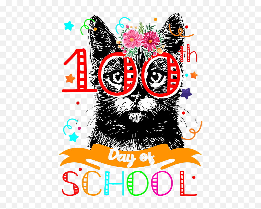 100th Day Of School Black Cat Teacher Student Kids Gift T Emoji,Images Or Emoticons Of The Roaring 20's