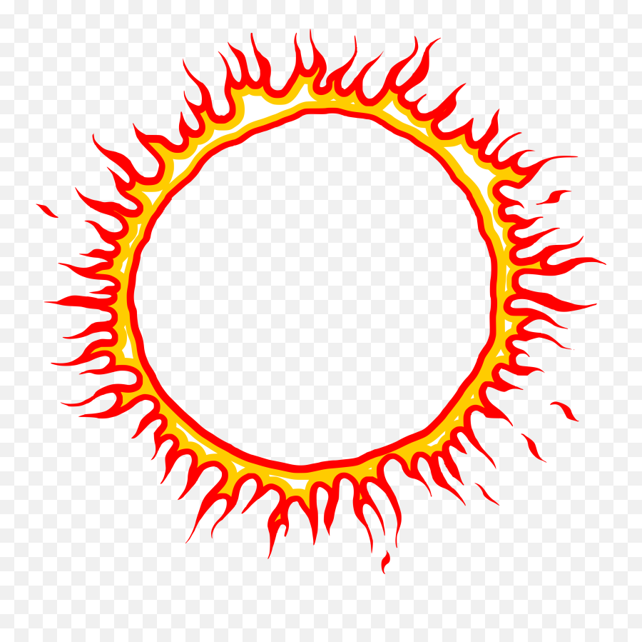 Flame In Circle Drawing Clipart - Full Size Clipart Emoji,Sun + Flame Emojis