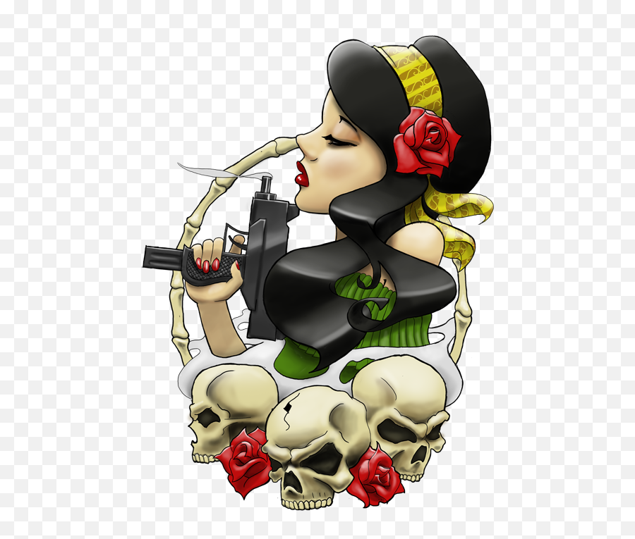 Gun Skull Gypsy Tat Sticker - Ghetto Character Emoji,Gypsy Emoji