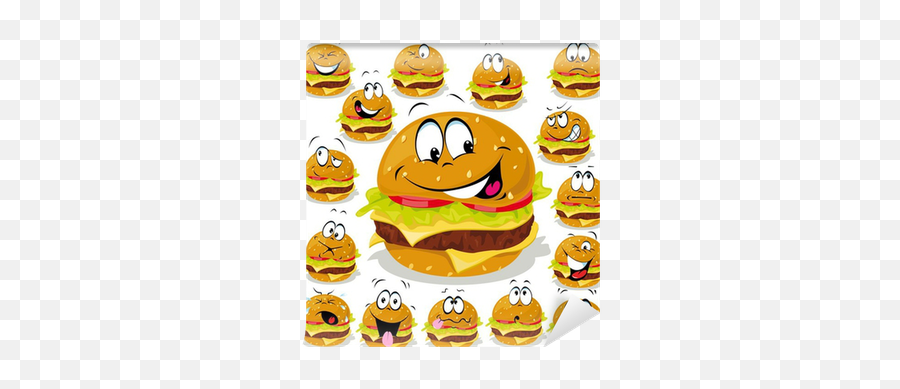 Expressions Wall Mural Pixers - Happy Emoji,Hamburger Emoticon