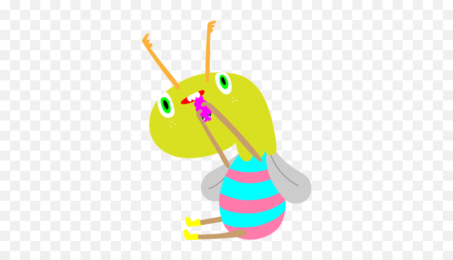 Bug Eating Sticker By Curly Mads For Ios Android Giphy - Fictional Character Emoji,Butterfly Emoji Ios