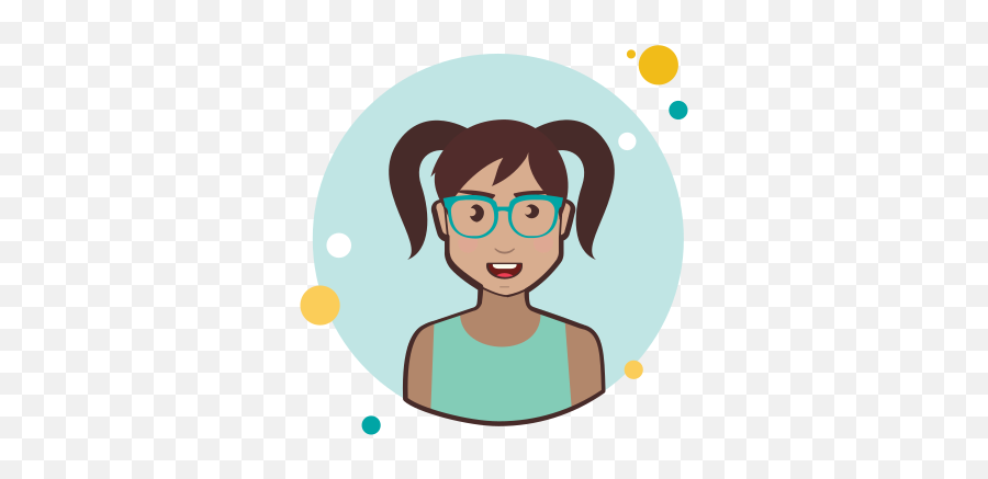 Two Ponytails Hair Lady With Green Glasses Icon - Dibujo De Una Mujer Inteligente Emoji,Pigtail Emoji