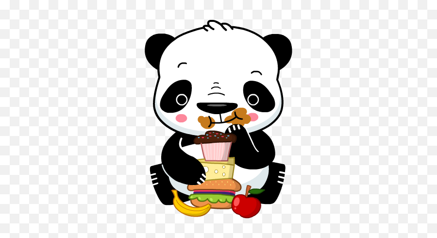 Panda Emoji - Panda Eating Cake Cartoon,Panda Emoji Png
