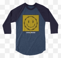 Happy Barbed Wire Raglan Shirt U2013 Shop Cool Tricks Emoji,:dc Emoticon