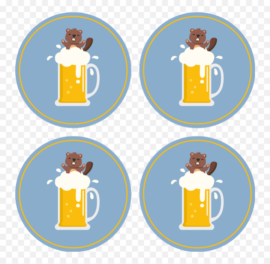 Cartoon Beaver Beer Coasters Emoji,Emojis Beer Cheers