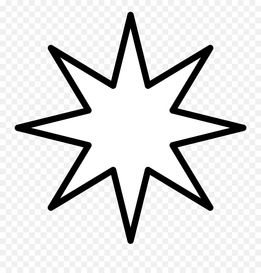 Clipart Stars Black And White Clipart - Eight Pointed Star With Line Emoji,Burger Star Emoji
