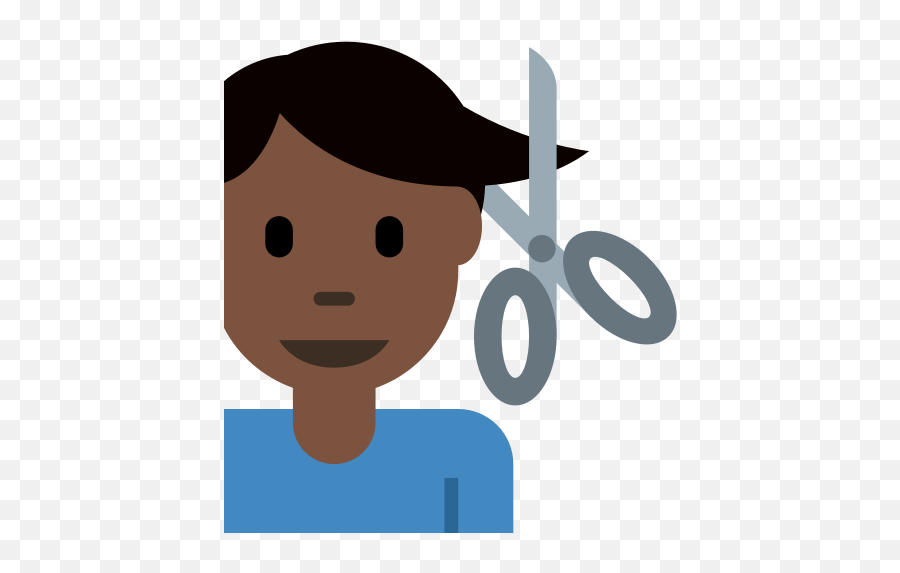 U200d Man Getting Haircut Emoji With Dark Skin Tone Meaning - Emoji Cortando O Cabelo,Scissors Emoji