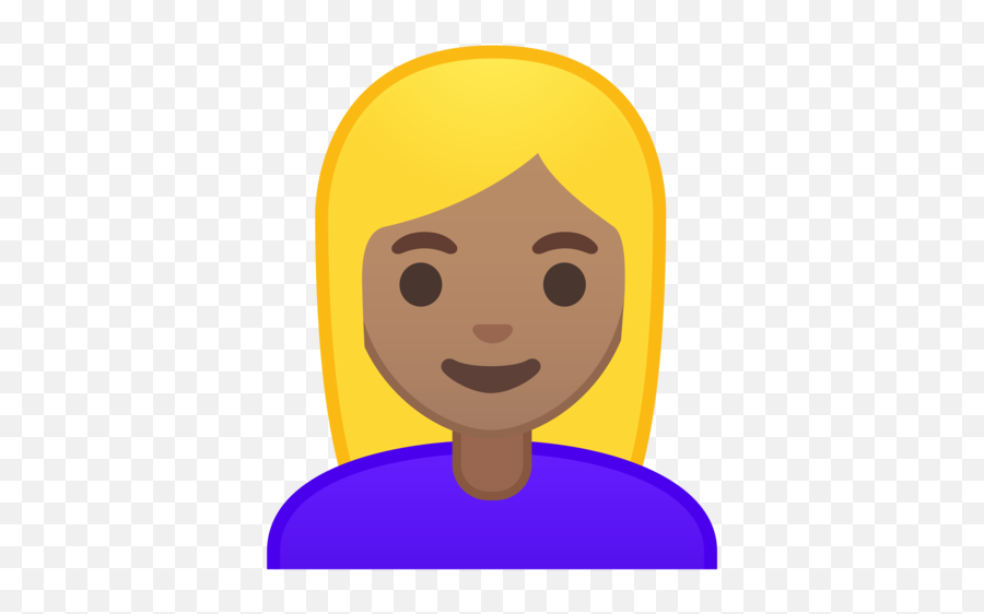 Medium Skin Tone Blond Hair Emoji - Dark Skin Blond Hair Girl Cartoon,Blonde Emoji