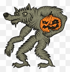 Werewolf With Pumpkin Clipart - Clipart Halloween Loup Garou Emoji,Werewolf Emoji