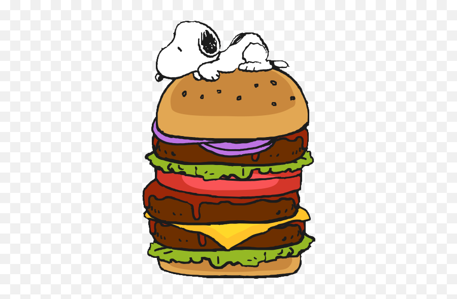 Snoopy Burger Sticker By Miumiuu003d - U003d Emoji,Burger Emoji Android 8.1 Png