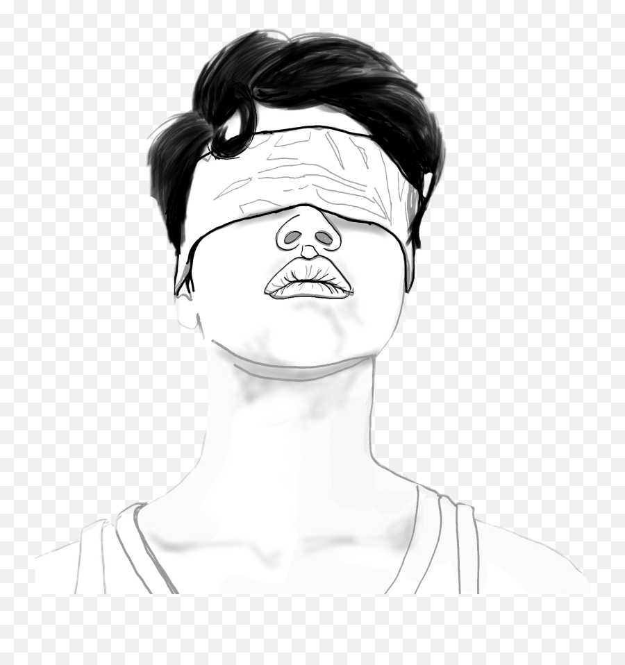 Blindfolded Boy Tshirt Drawing Sticker - For Adult Emoji,Blindfolded Emoji