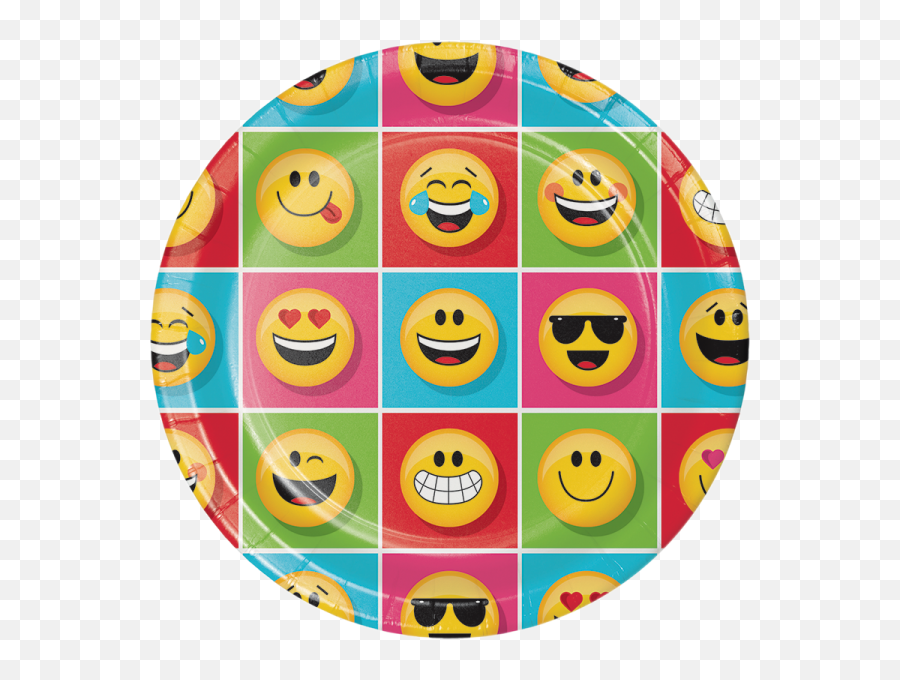 Emoji Party Plates Large - Emoji Round,Splash Emoji