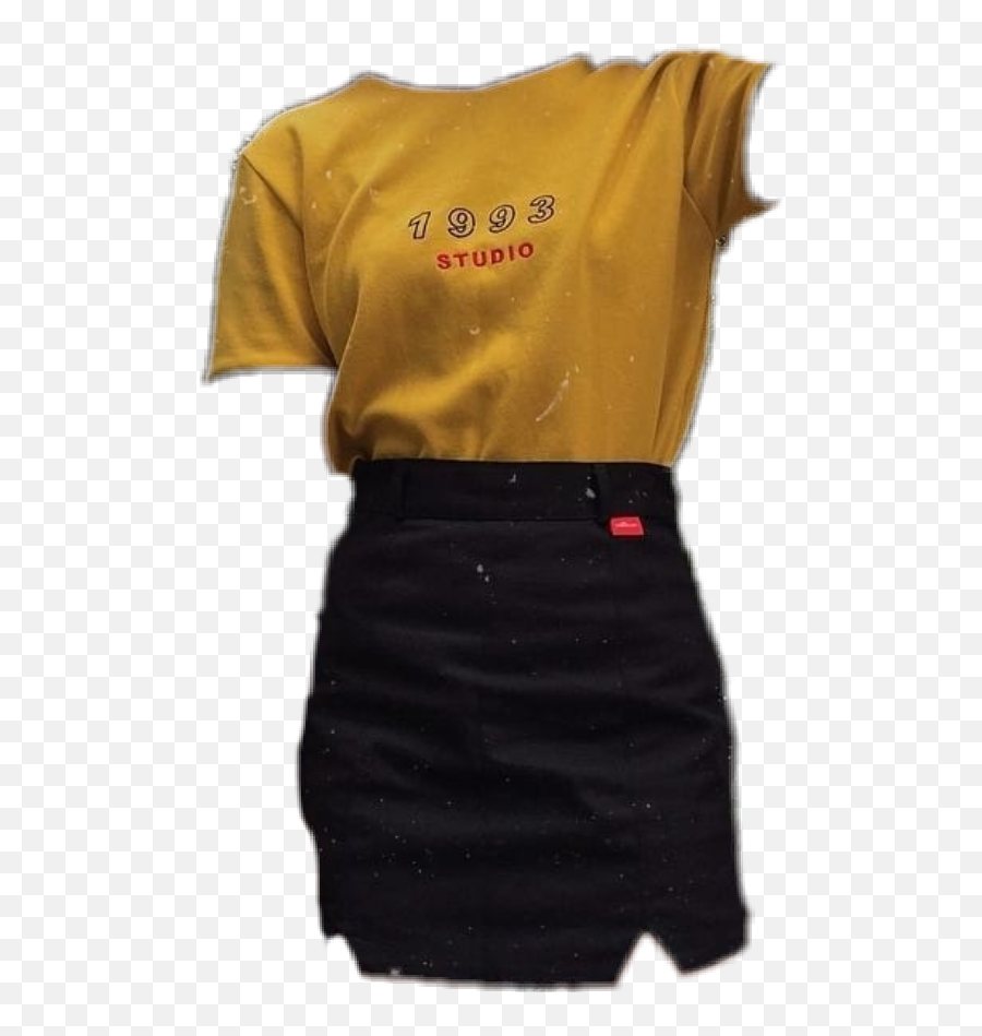 Shirt Skirt Black Yellow Niche Sticker - Short Sleeve Emoji,Emoji Shirt And Skirt