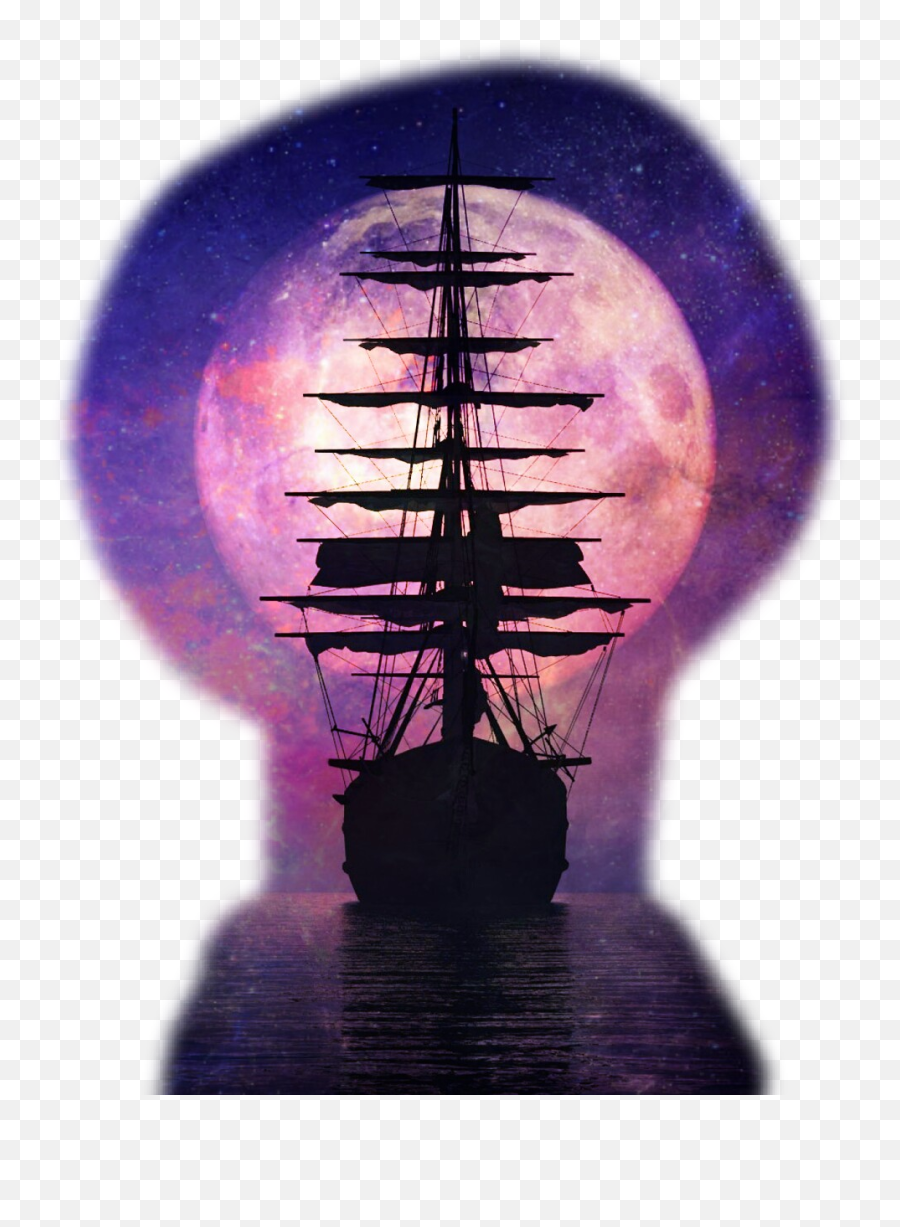 World Of Pirates Sticker Challenge On Picsart - Black Pearl With Moon Emoji,Ship Moon Emoji