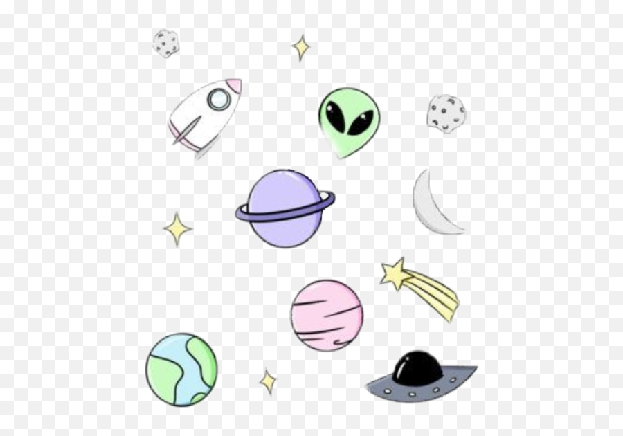 Space Set Stars Aestethic Tumblr - Aesthetic Stickers Drawing Emoji,Alien And Rocket Emoji