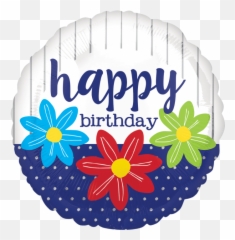 Happy Birthday Sketched Flowers 18u2033 Balloon Emoji,Flower Emoji Game