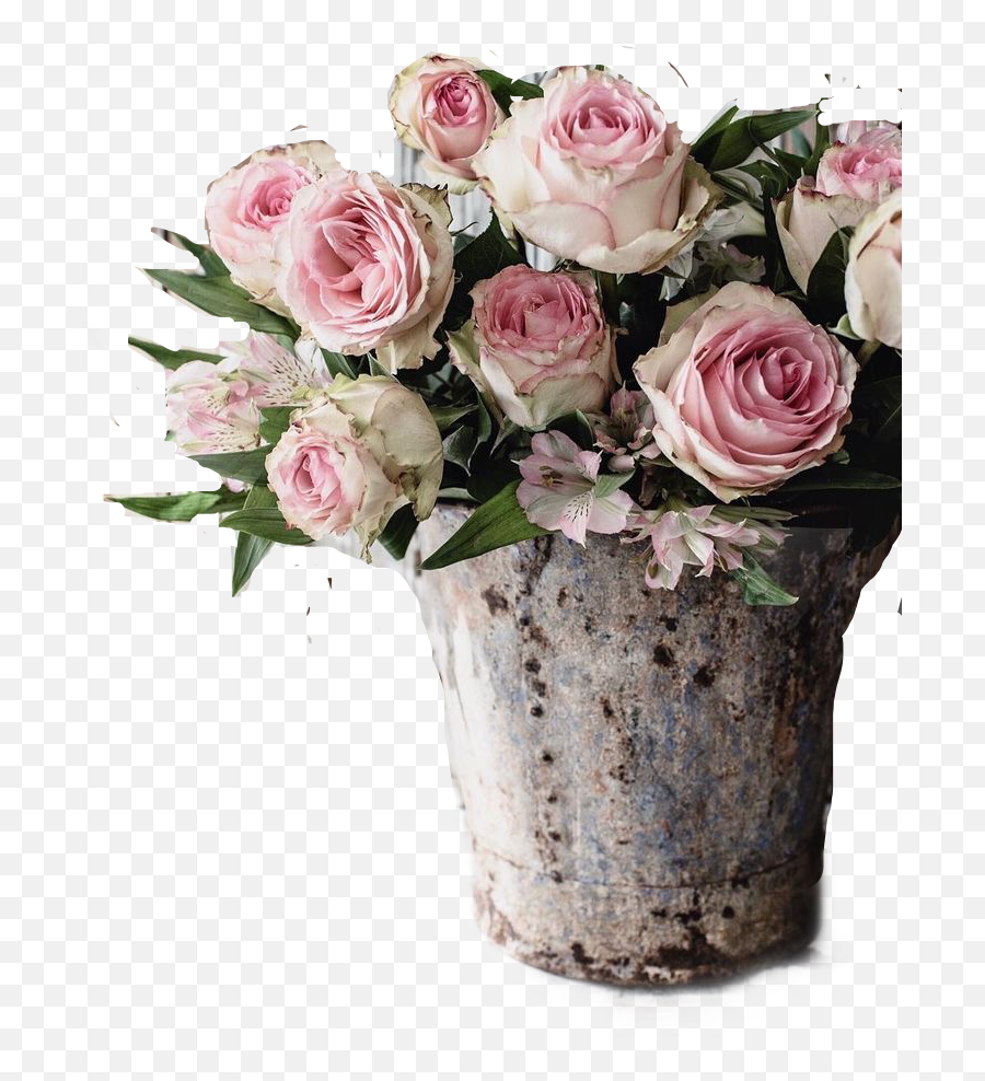 Pink White Roses Flowervase Sticker By Charlotte - Rustic White Flowers Arrangement Png Emoji,Boquet Emoji