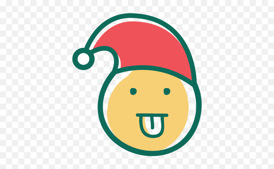 Tongue Out Santa Claus Hat Face - Happy Emoji,Emoticon Tongue Out