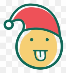 Tongue Out Santa Claus Hat Face - Happy Emoji,Emoticon Tongue Out