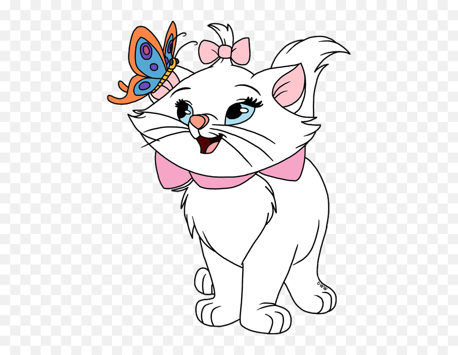 Marie Greeting A Butterfly - Marie Cat Disney World Clipart Disney Marie Cat Colors Emoji,Disney Emoji Pillows