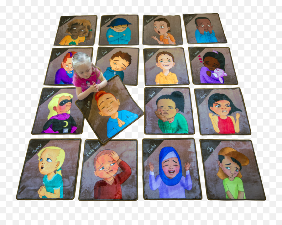 Feelings And Emotions Carpet Squares - Fictional Character Emoji,Children Emotion