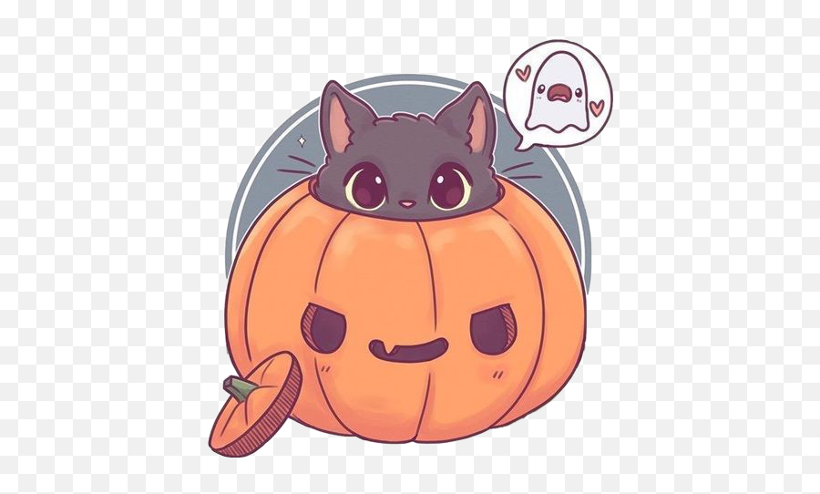 Pumpkin Cat Ghost Cute Sticker - Cute Halloween Cat Drawings Emoji,Ghost Emoji Pumpkin Carving