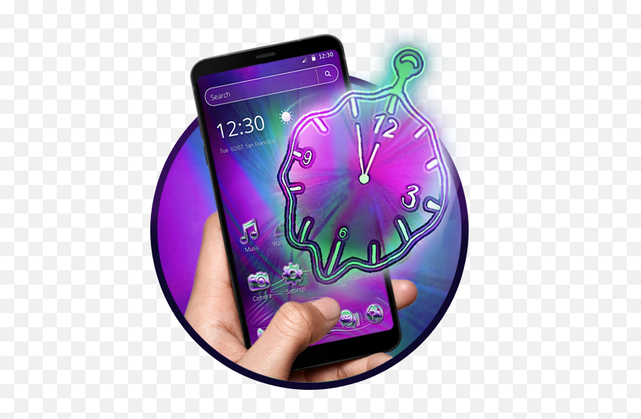 Neon Purple Clock 2d Theme - Technology Applications Emoji,Clock Emojis In Order