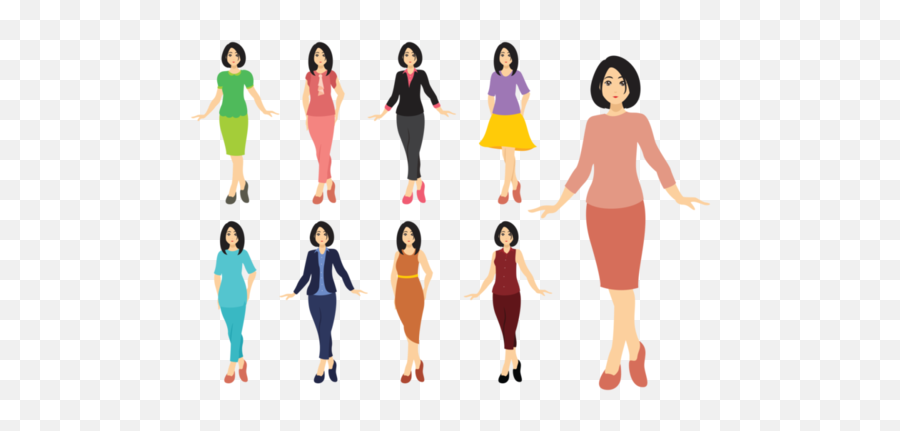 Mujer Vectors - Woman Vector Full Body Emoji,Vetor Emotion