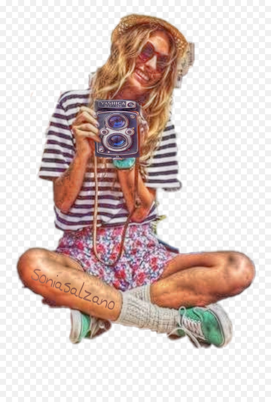 Girl Cross Blond Long With Camera Sticker By Jra007 - Digital Camera Emoji,Images Of Blond Haired Caucasian Female Emojis