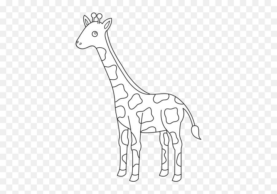 Baby Giraffe Clipart Black And White - Giraffe Cartoon Black And White Png Emoji,Jirafe Emojis Png