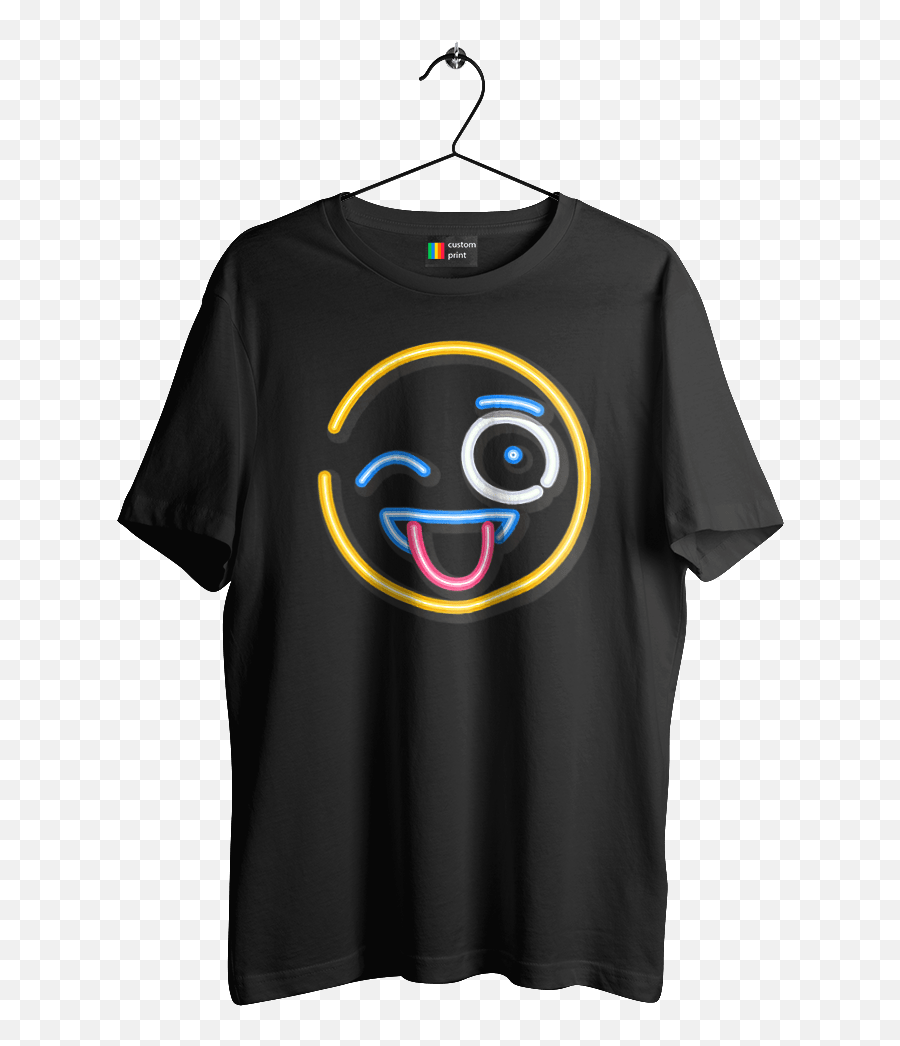 Menu0027s T - Shirt With Print Winking Smiley Customprintmarket Emoji,Man Wink Emoticon