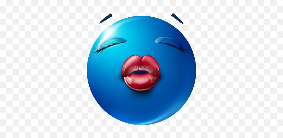 Telegram Sticker From Blue Emotions Pack Emoji,Rosy Cheeks Puckered Lips Emoji