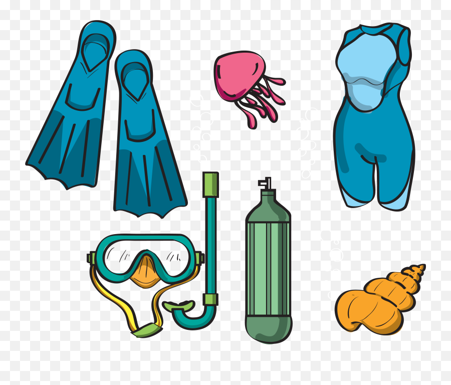 Clipart Boy Diving - Scuba Diving Gear Drawing Png Cartoon Scuba Diving Equipment Emoji,Scuba Diving Emoji