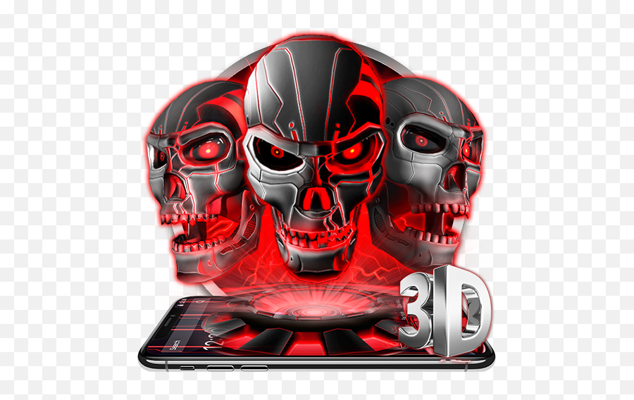 Download 3d Tech Skull Launcher U2013 Evil Halloween Wallpaper - 3d Skull Launcher Hd Emoji,Skull Emoji