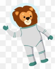 Lion In Space Clipart - Lion Space Helmet Clipart Emoji,Space Man Emoji