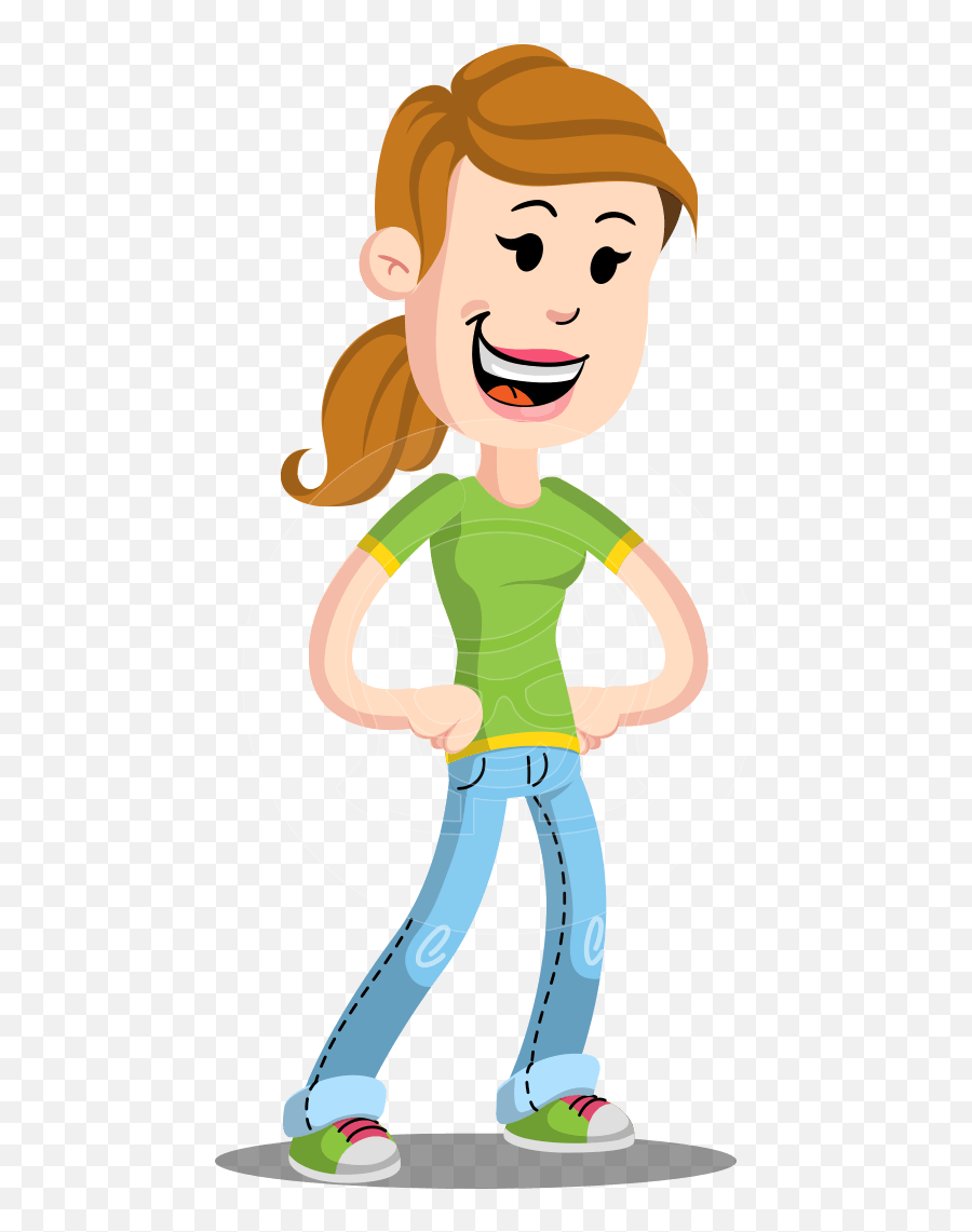 Simple Style Casual Girl Cartoon Vector Character Graphicmama - Character Simple Girl Cartoon Emoji,Cartoon Girl Emotions