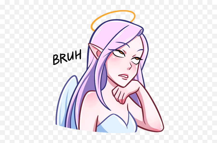 Vk Sticker 14 From Collection Violet Miss Angel Download - Vk Emoji,Bruh Emojis