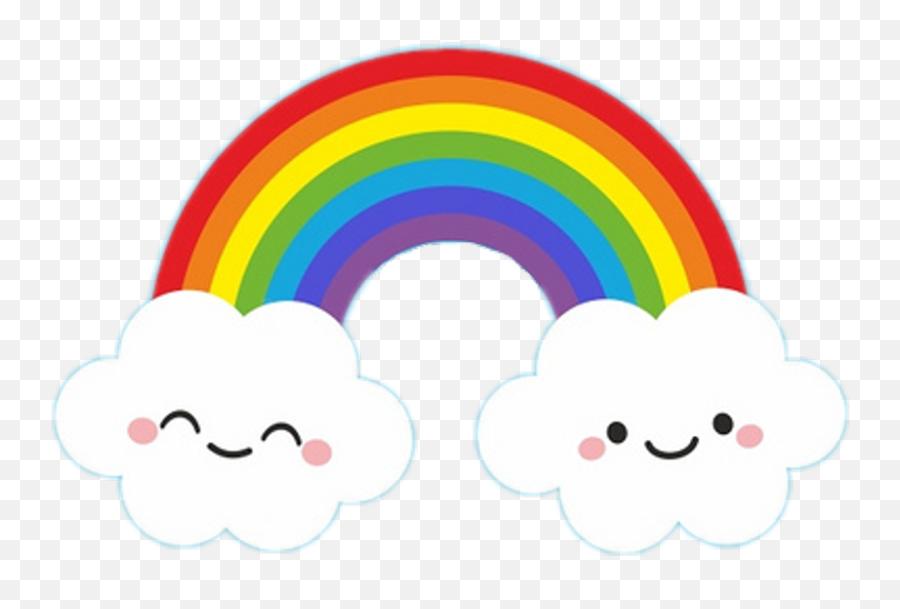 Nubes Sticker - Rainbow With Smiling Clouds Clipart Emoji,Emojis Kim Cry Transparent