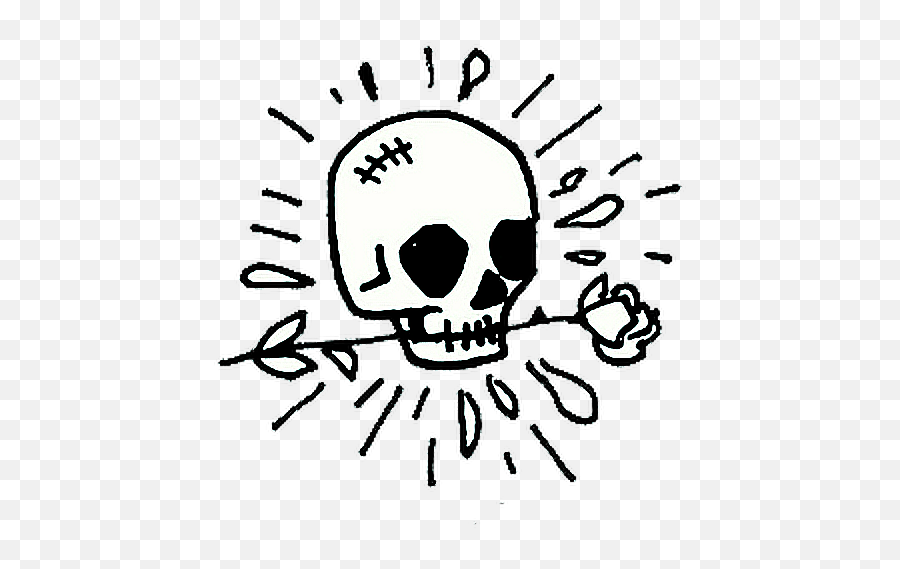 Skull Skeleton Flower Bloom Sticker - Easy Aesthetic Skull Drawing Emoji,Skeleton Emojis And Flower Emojis