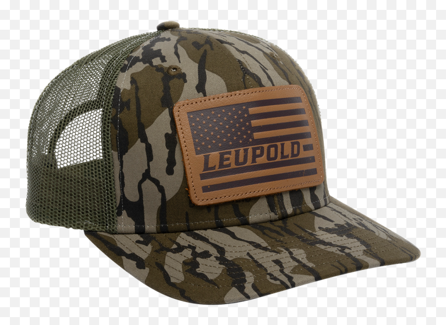 Leather Flag Trucker Hat - Bottomland Camo Hats Emoji,Pull The Blinds On Your Emotions