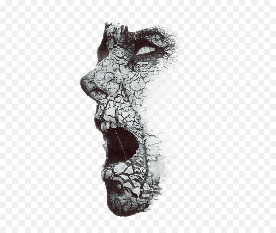 Scream Face Surreal Sticker By Myriam - Art Charcoal Emoji,Scream Face Emoji