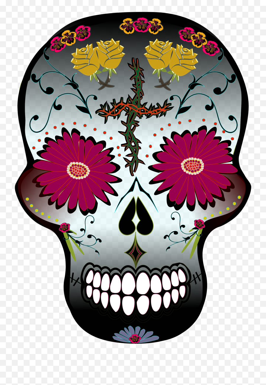 Day Of The Dead Traditional Flower - Skull Emoji,Dead Skull Emoji
