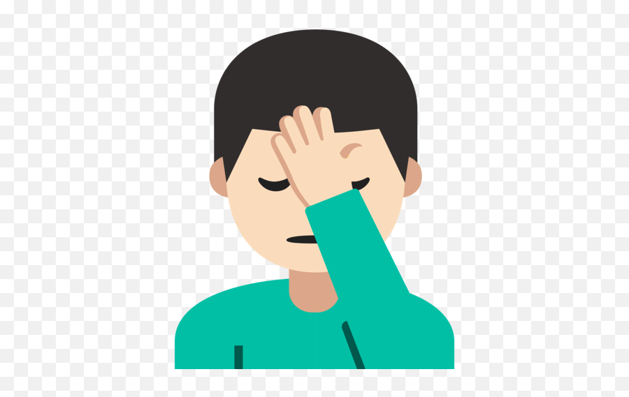 U200d Desperate Man With Hand On Forehead In Light Skin Emoji,Facepalm Emoticon Sign