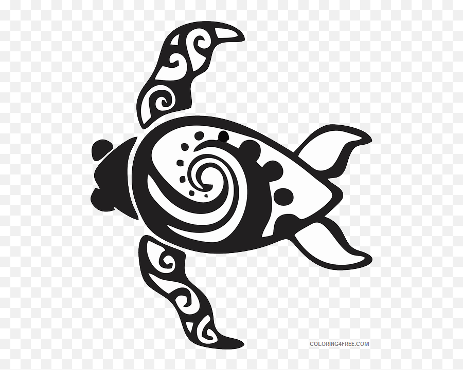 Turtle Silhouette Coloring Pages Sea Turtle Silhouette Bfree - Sea Turtle With Swirls Art Emoji,Sea Turtle Emoji