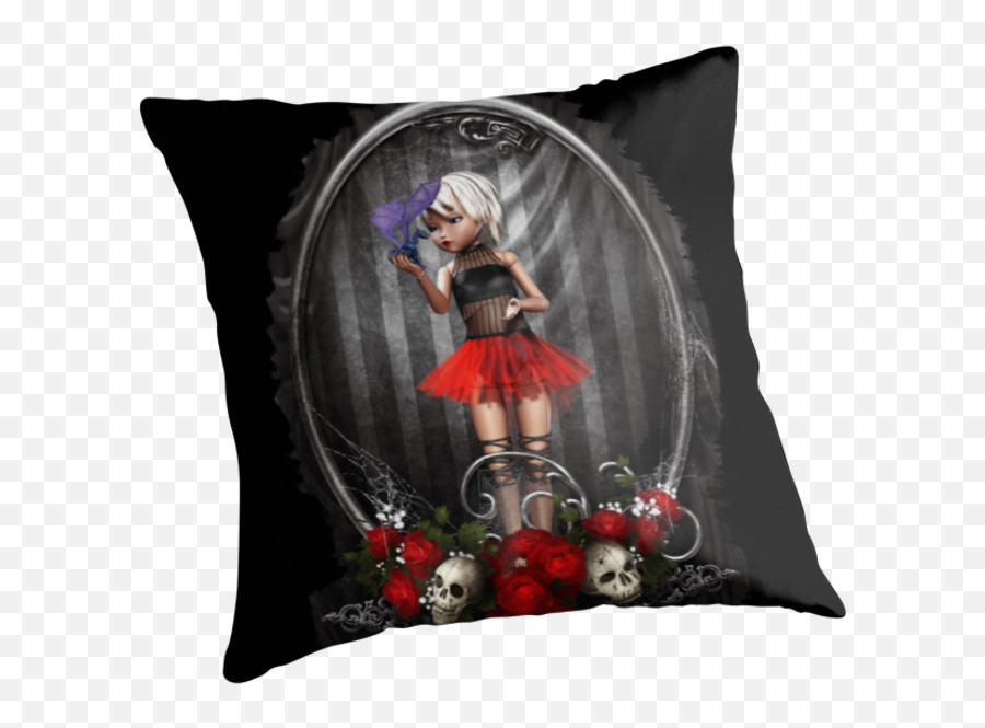 Goth Fashion Girl Over Skulls And Roses - Vampire Diaries Photoshoot Saison 2 Emoji,Emoji Pillows Amazon Prime
