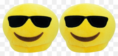 Plushmoji Emoji Slippers - Smiling Face With Sunglasses Happy,Glasses Emoji